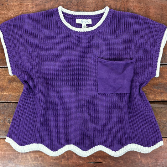 Purple Scallop Sweater - Vanilla Monkey
