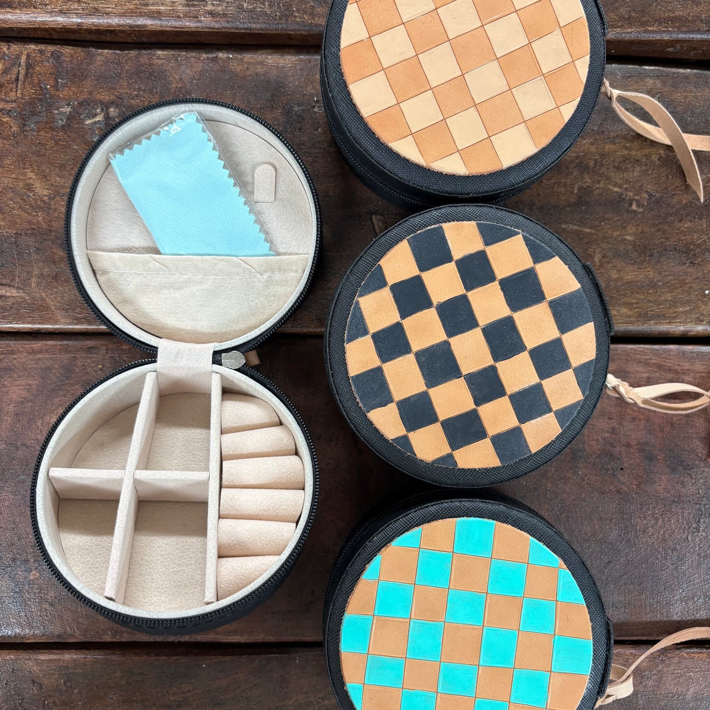 Checkered Leather Jewelry Cases - McIntire Saddlery