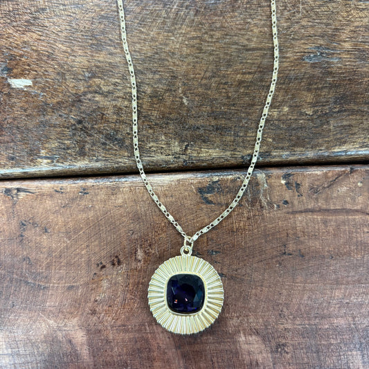 16" Purple Rhinestone Necklace - Jane Marie