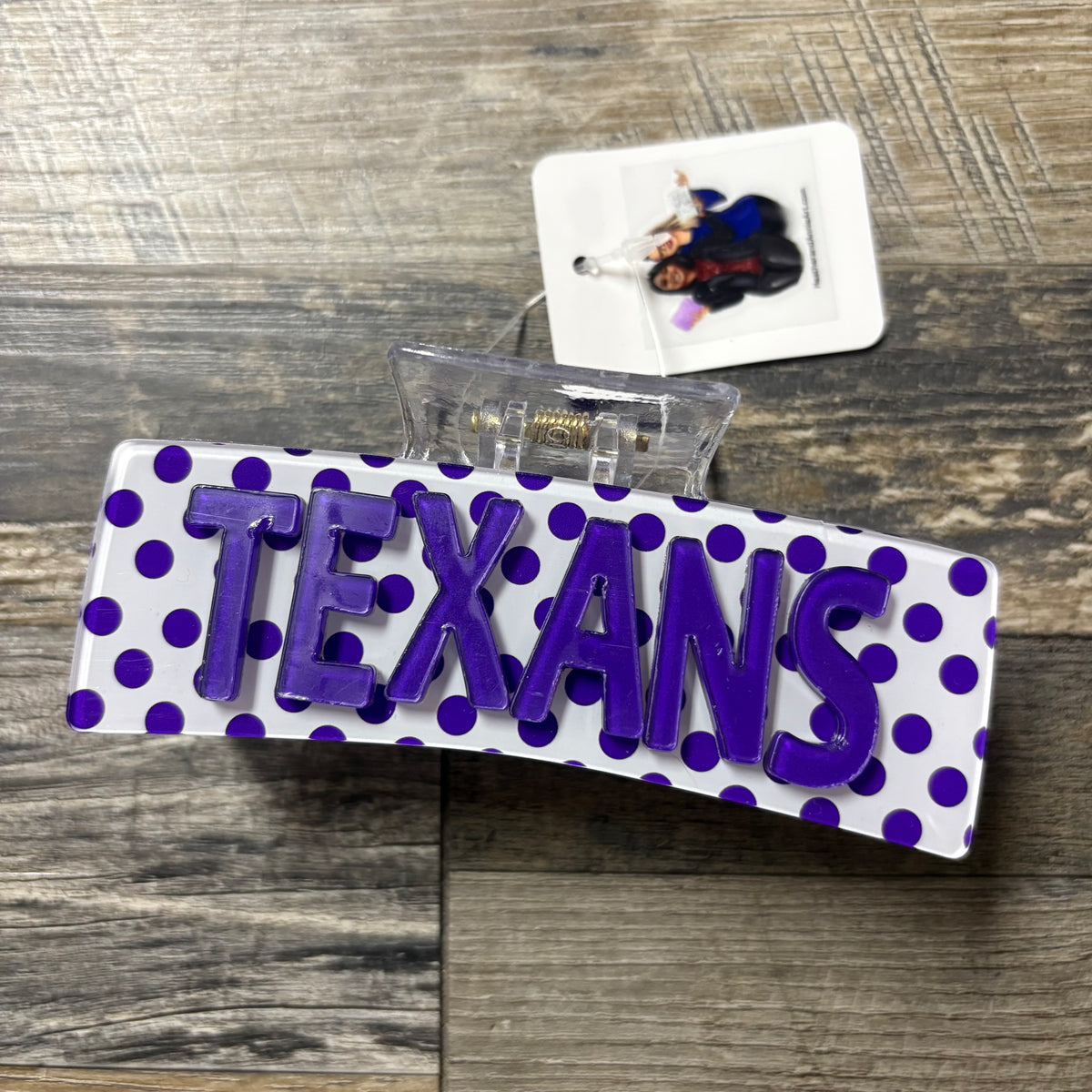 Texans Polka Dot Claw Clip - H&A Art