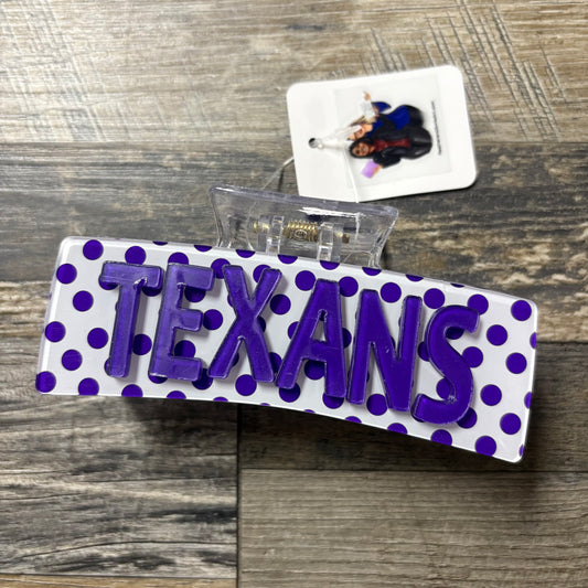 Texans Polka Dot Claw Clip - H&A Art