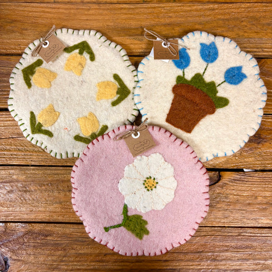 Felted Floral Trivets - Mud Pie