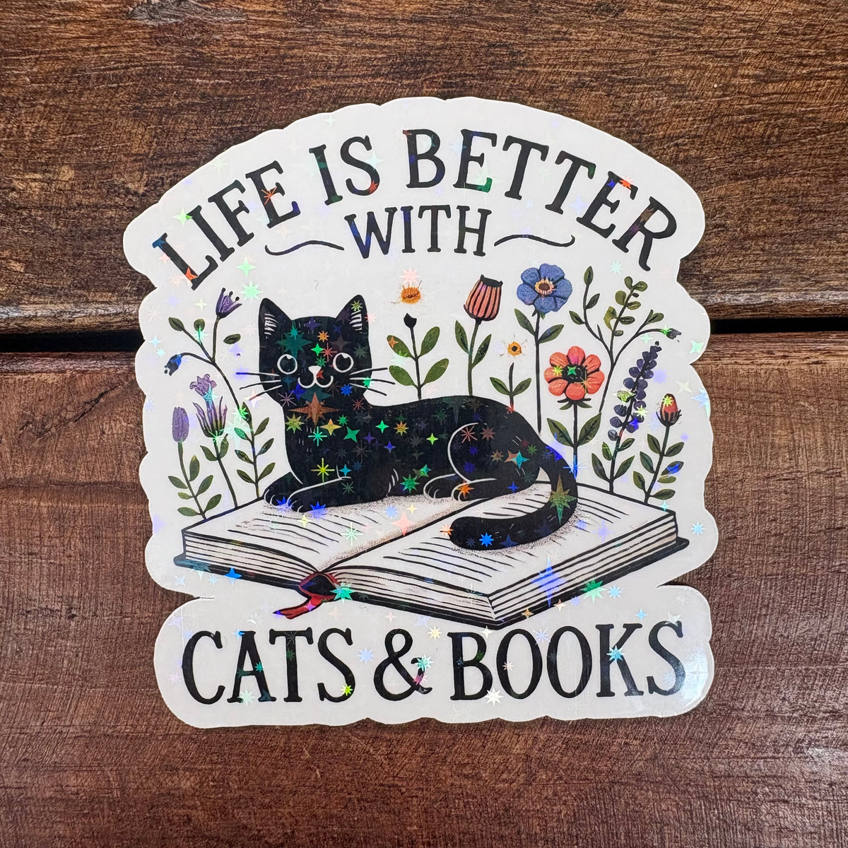 Life Is Better with Cats and Books Sticker - Purely Bookish