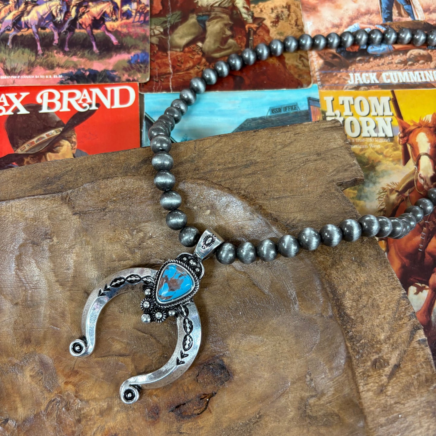 Western Style Navajo Pearl Squash Blossom Pendant Necklace - Boho Ranch Shop