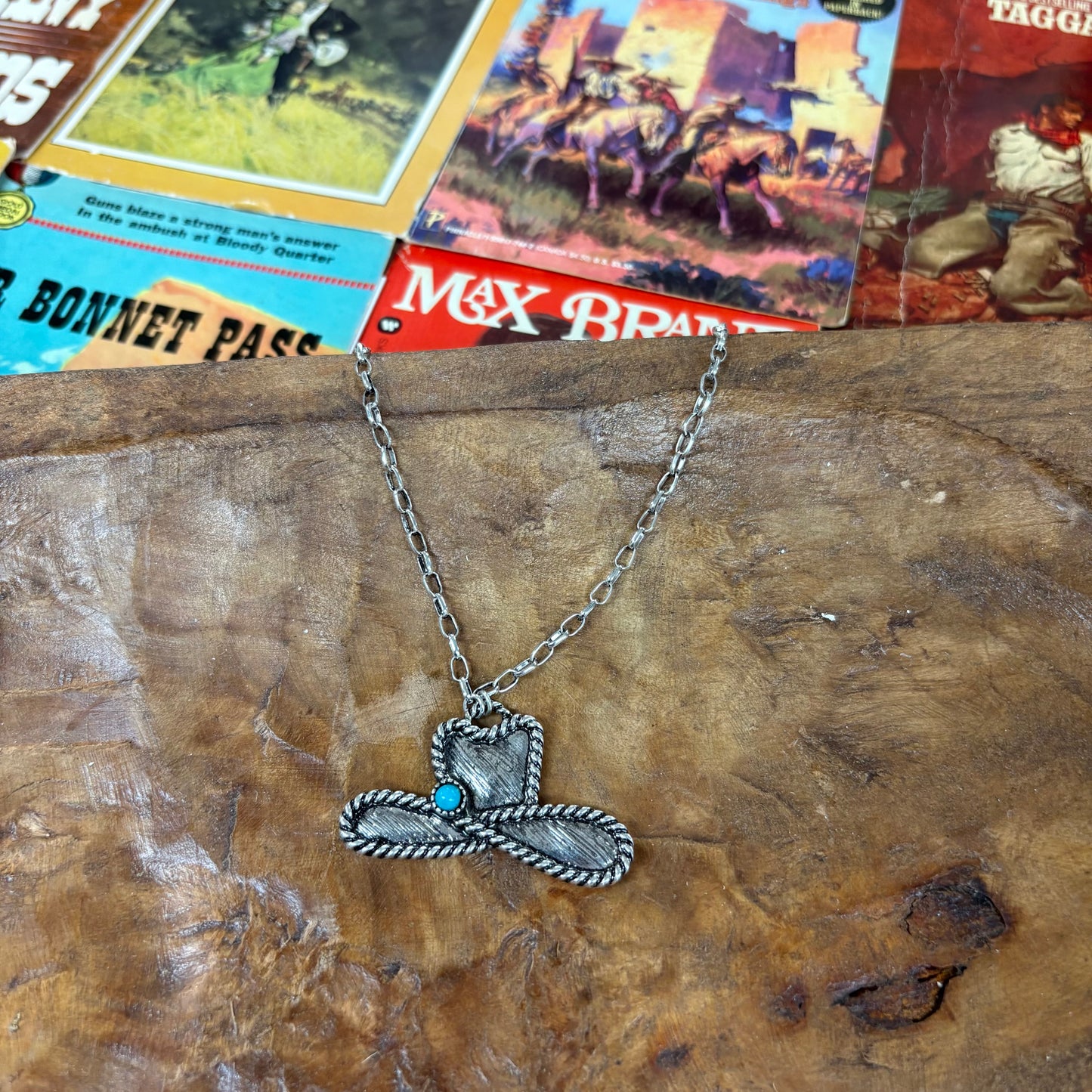 Western Cowboy Hat Pendant Necklace - Boho Ranch Shop