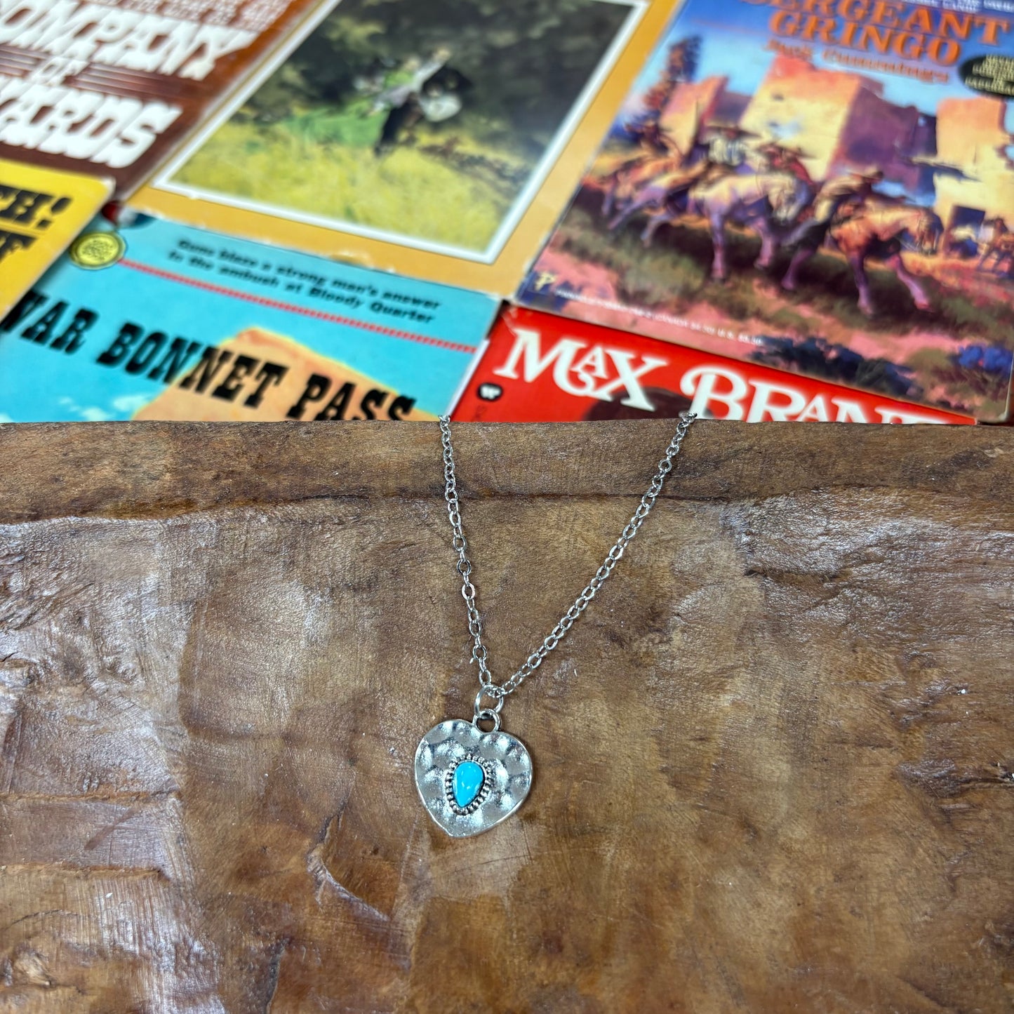 Western Heart Turquoise Stone Pendant Necklace - Boho Ranch Shop