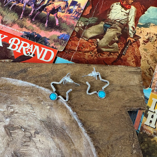 Western Star and Stone Open Hoop Earrings - Boho Ranch Shop