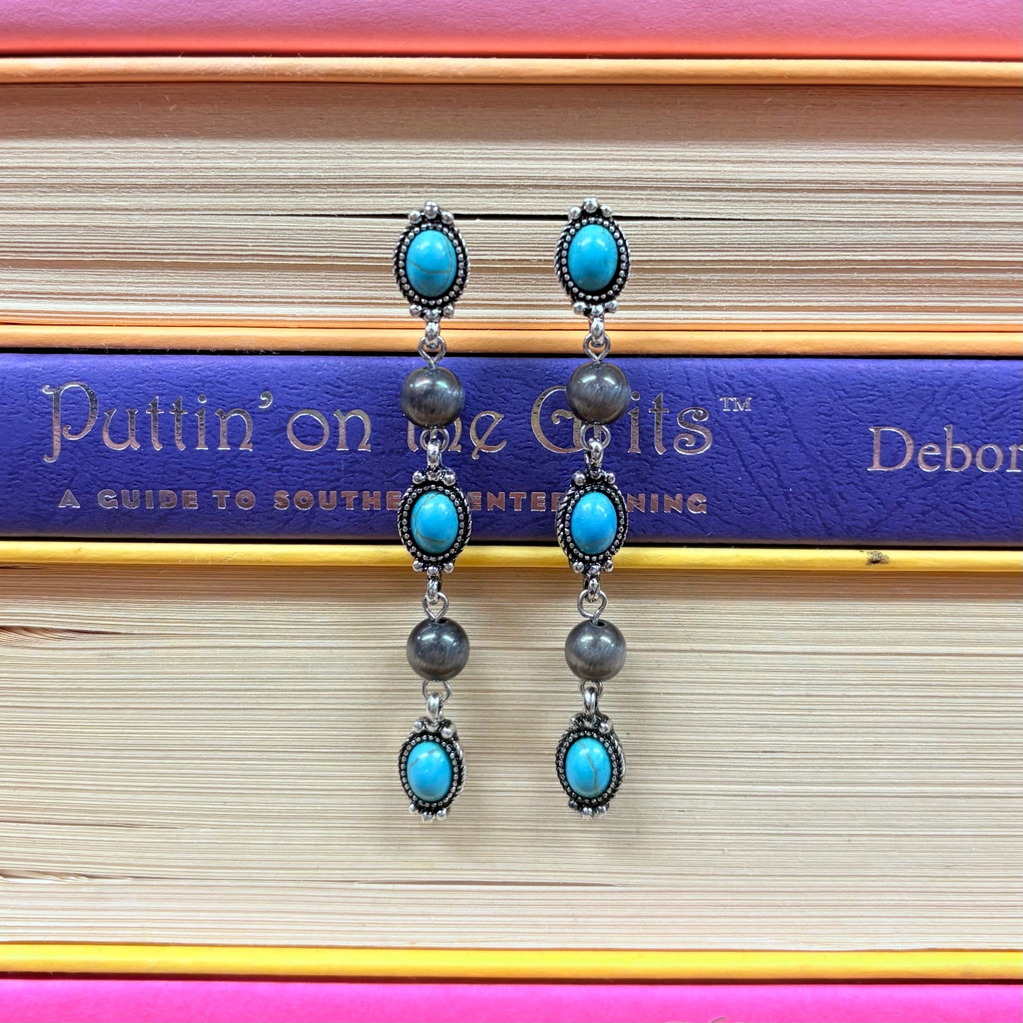 Western Concho Navajo Pearl Style Post Drop Earrings - Boho Ranch Shop