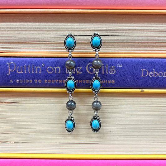 Western Concho Navajo Pearl Style Post Drop Earrings - Boho Ranch Shop