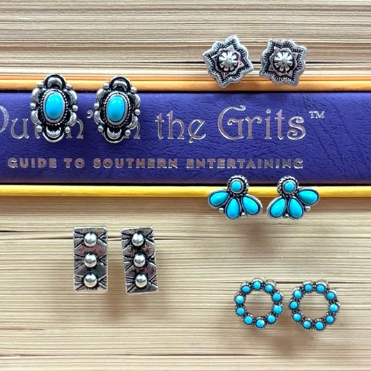 5 Pair Western Stud Earrings - Boho Ranch Shop