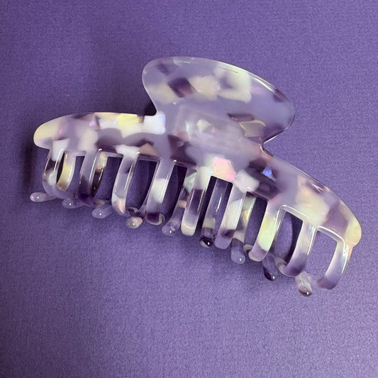 Oval Hair Clip - Purple and White - Girlie Girl Originals