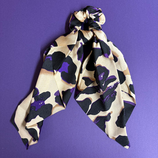 Leopard and Purple Ribbon Scrunchie - Girlie Girl Originals