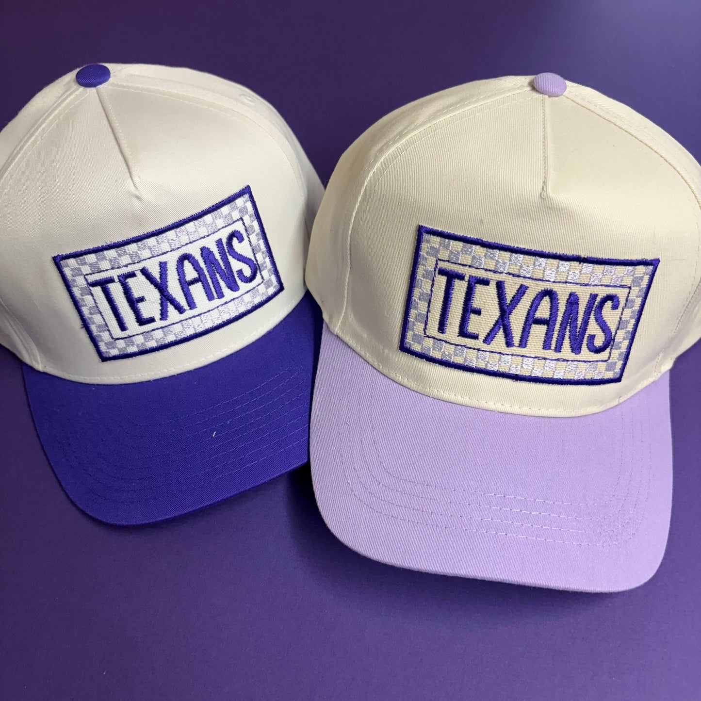 Texans Checkered Patch Caps - Lucky Girl TX