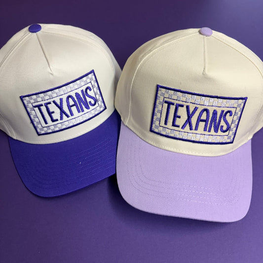 Texans Checkered Patch Caps - Lucky Girl TX