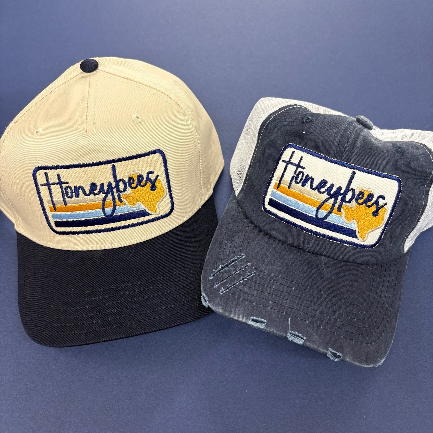 Honeybees Texas Stripe Patch Caps - Lucky Girl TX