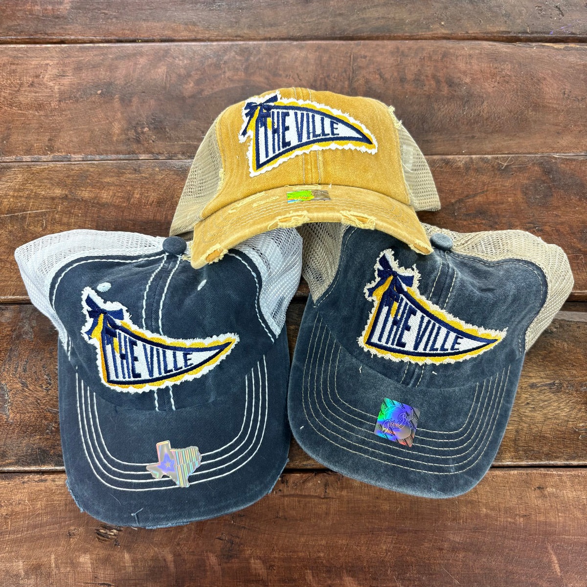 The Ville Bow Pennant Patch Caps - Lucky Girl TX