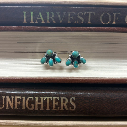 Turquoise Mini Half Cluster Post Earrings - Boho Sol