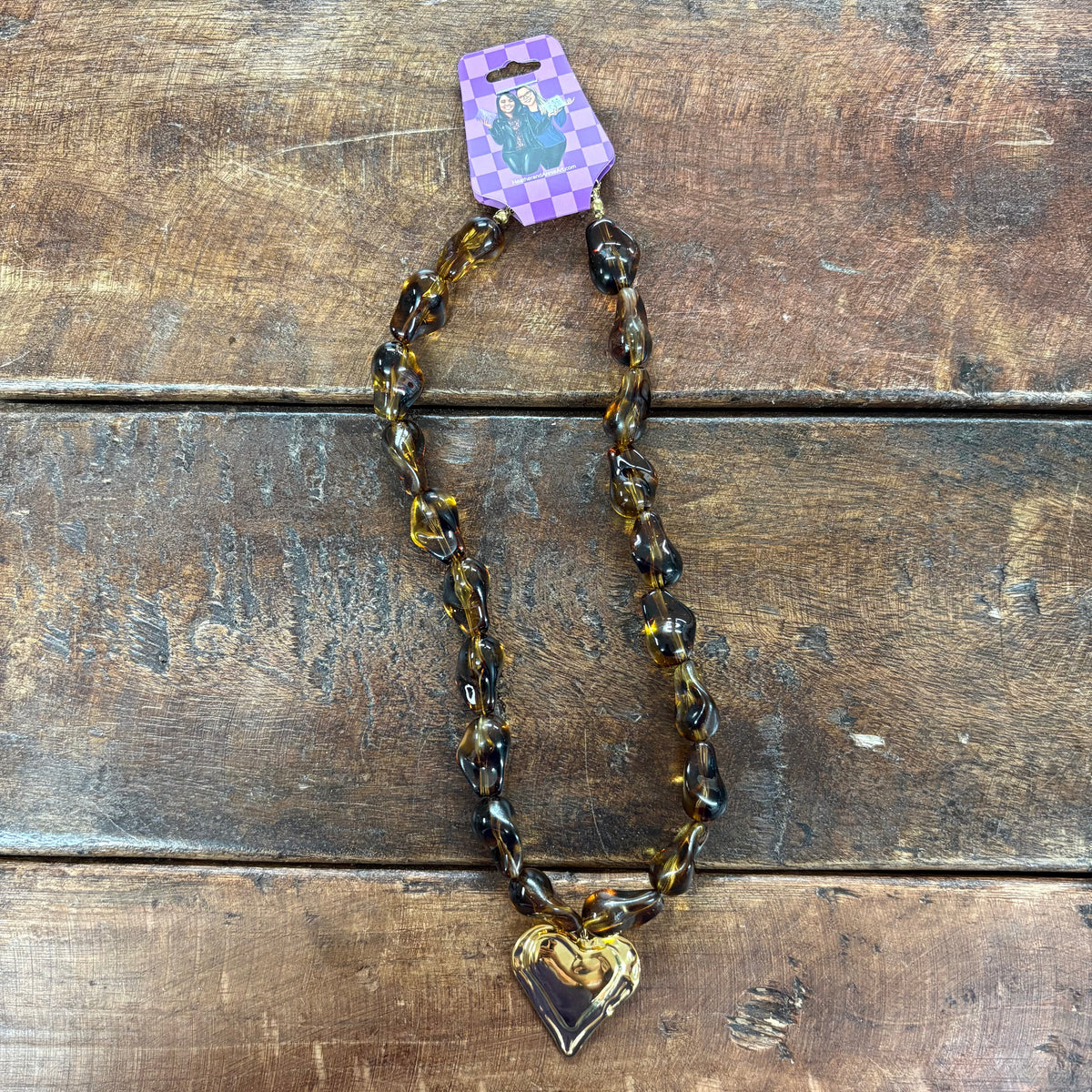 Tortoiseshell Heart Necklace - H&A Art