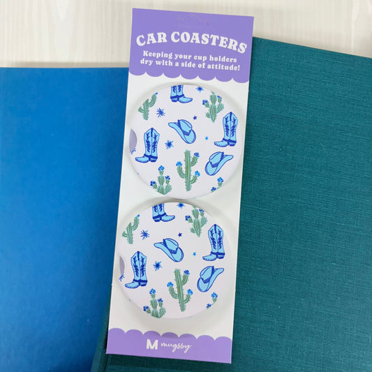 Blue Western Car Coasters - Mugsby