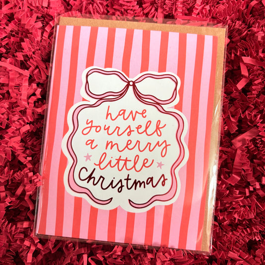 Merry Little Christmas Coquette Bow Card - Pippi Post