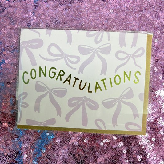 Congratulations Purple Bows Greeting Card - Pippi Post