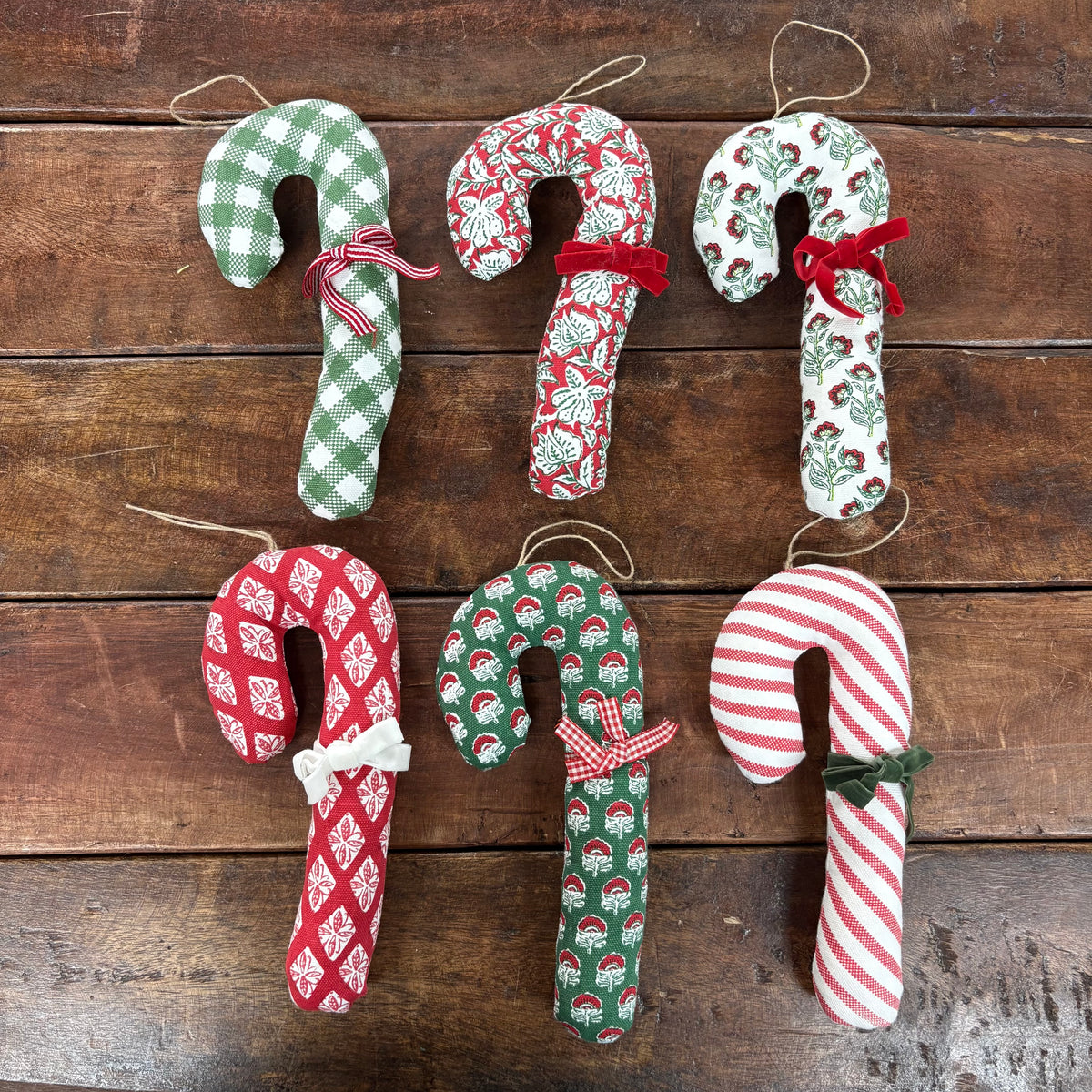 Fabric Candy Cane Ornaments - Mud Pie