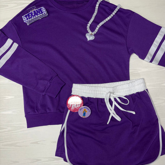 Stripe Long Sleeve and Skort Set - Aapparella