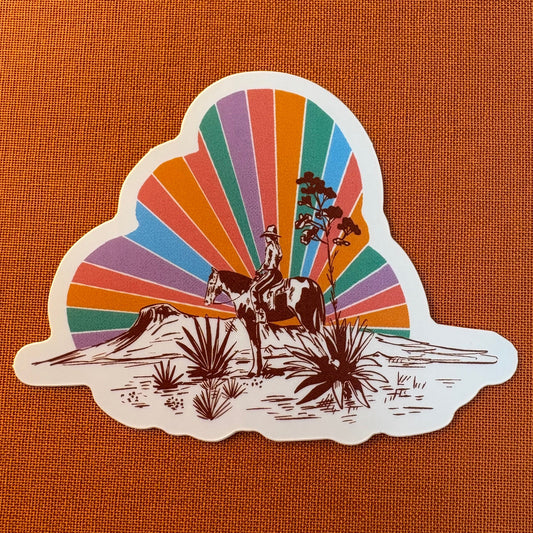 Sunset Cowgirl Sticker - Antiquaria Mercantile