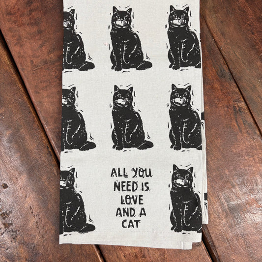 Love And A Cat Kitchen Towel - Primitives By Kathy