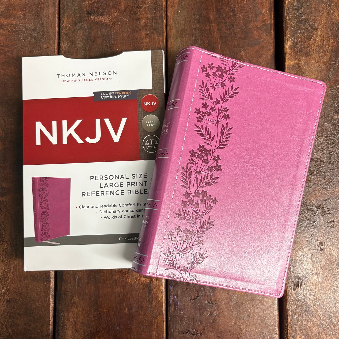 NKJV Large Print Personal Size Reference Bible - Pink - HarperCollins