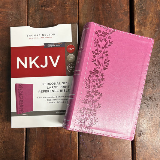 NKJV Large Print Personal Size Reference Bible - Pink - HarperCollins