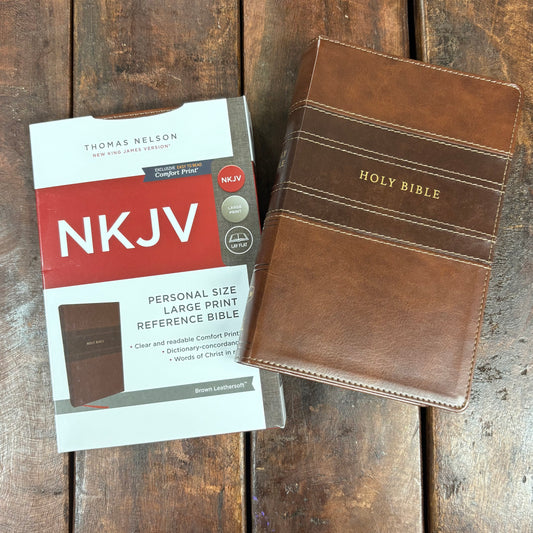 NKJV Large Print Personal Size Reference Bible - Brown - HarperCollins