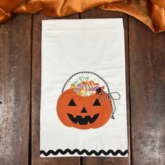 Candy Pumpkin Pail Tea Towel - Glory Haus