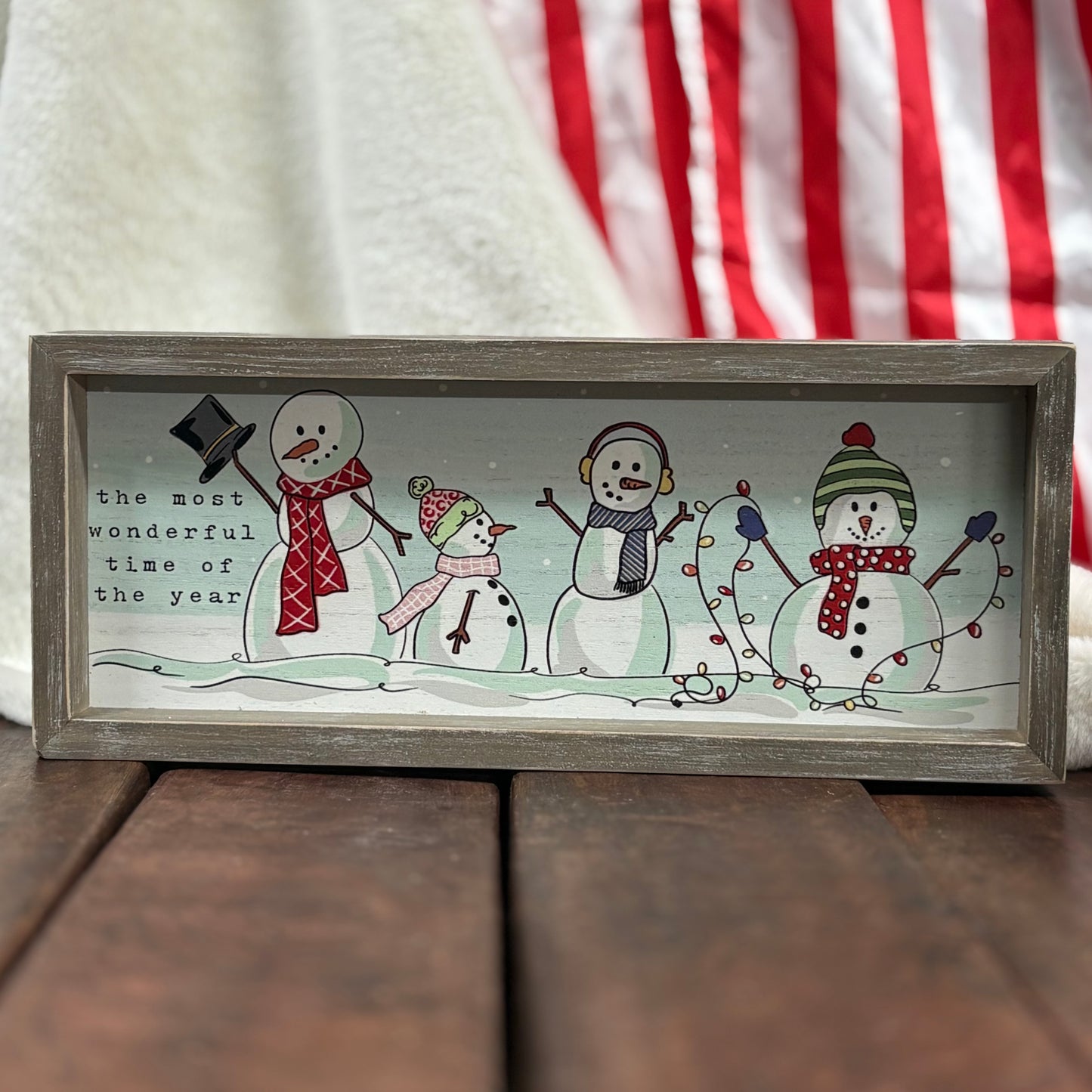 Most Wonderful Time Of Year Snowman Framed Board - Glory Haus