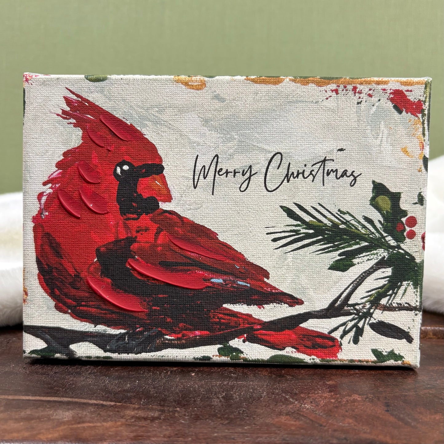 Merry Christmas Red Bird Canvas - Glory Haus