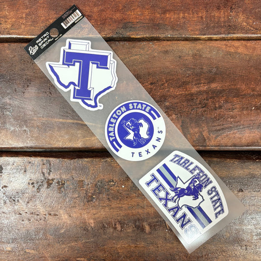 3-Piece Retro Spirit Decals - Tarleton - Rico Industries