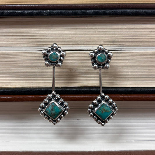 Diamond Turquoise Multi Ball Post Earrings - Boho Sol