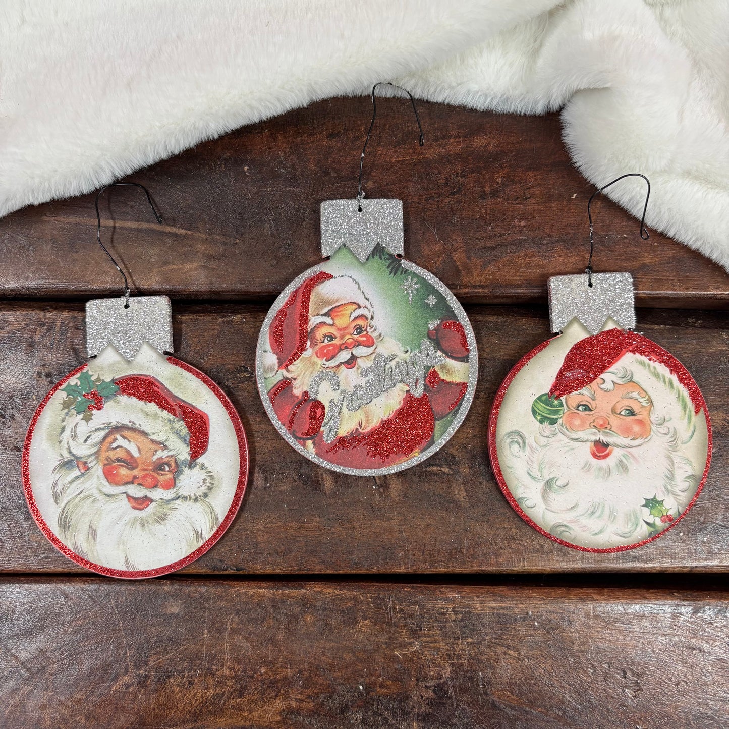Jolly Santa Ornaments - Primitives By Kathy