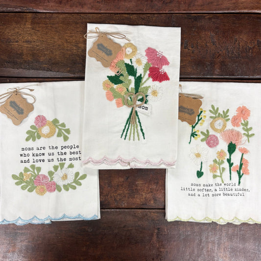 Embroidered Mom Towels - Mud Pie