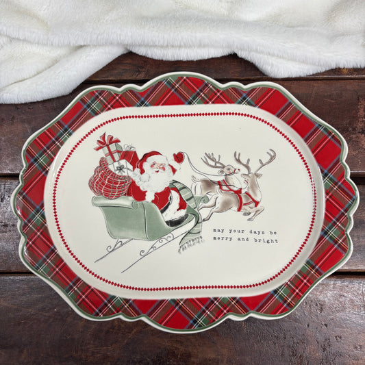 Classic Christmas Tartan Platter - Mud Pie