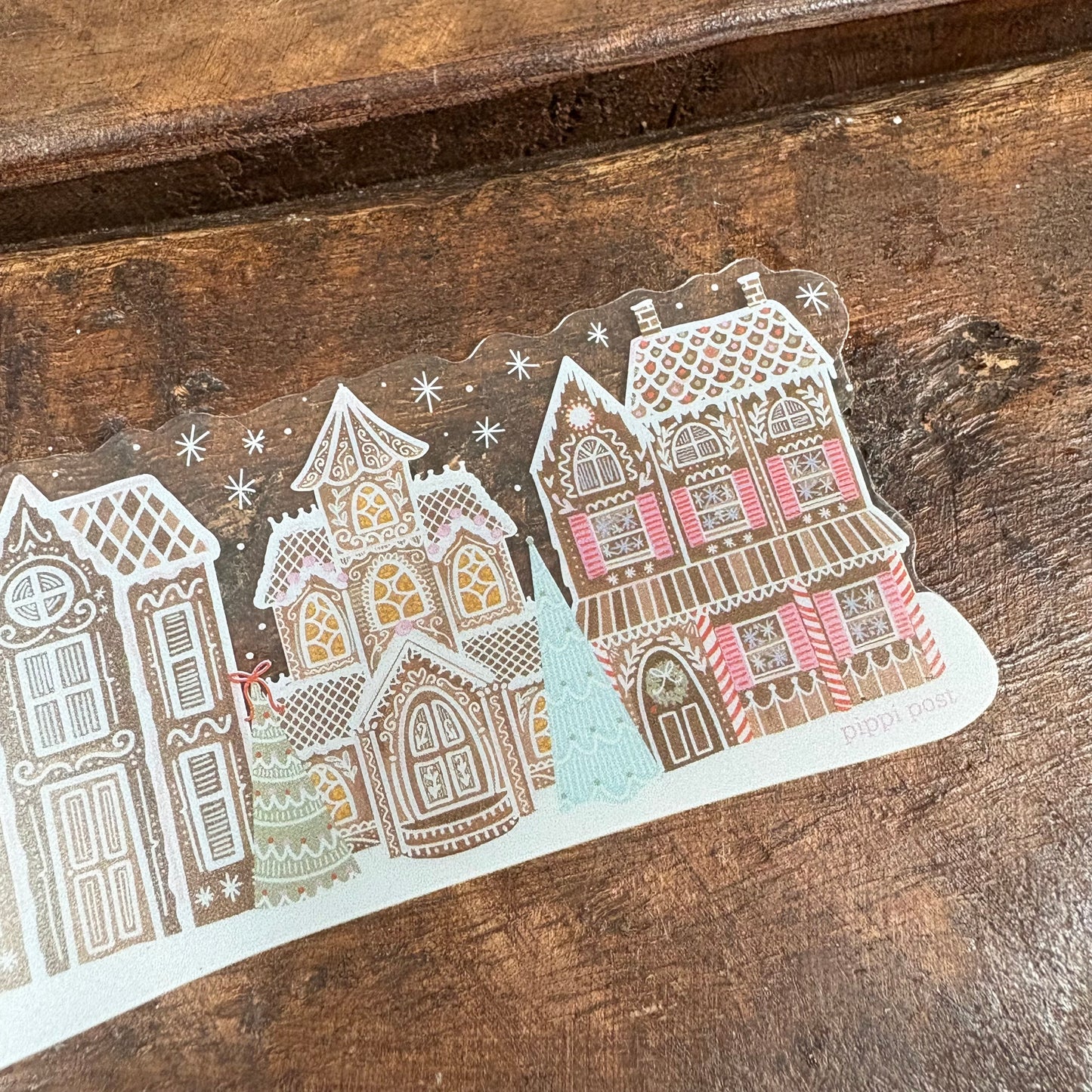Gingerbread Village Transparent Bookmark - Pippi Post