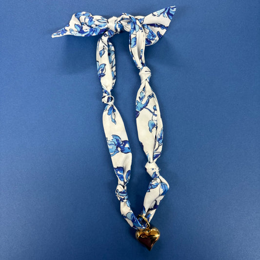 Blue Scarf Necklace With Charm - Girlie Girl Originals