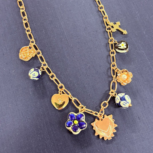 Porcelain and Pearl Charm Necklace - JOSSLYN