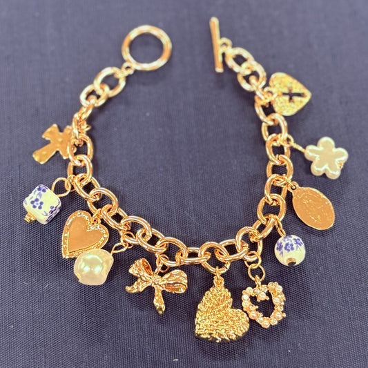 Porcelain And Pearl Charm Bracelet - JOSSLYN