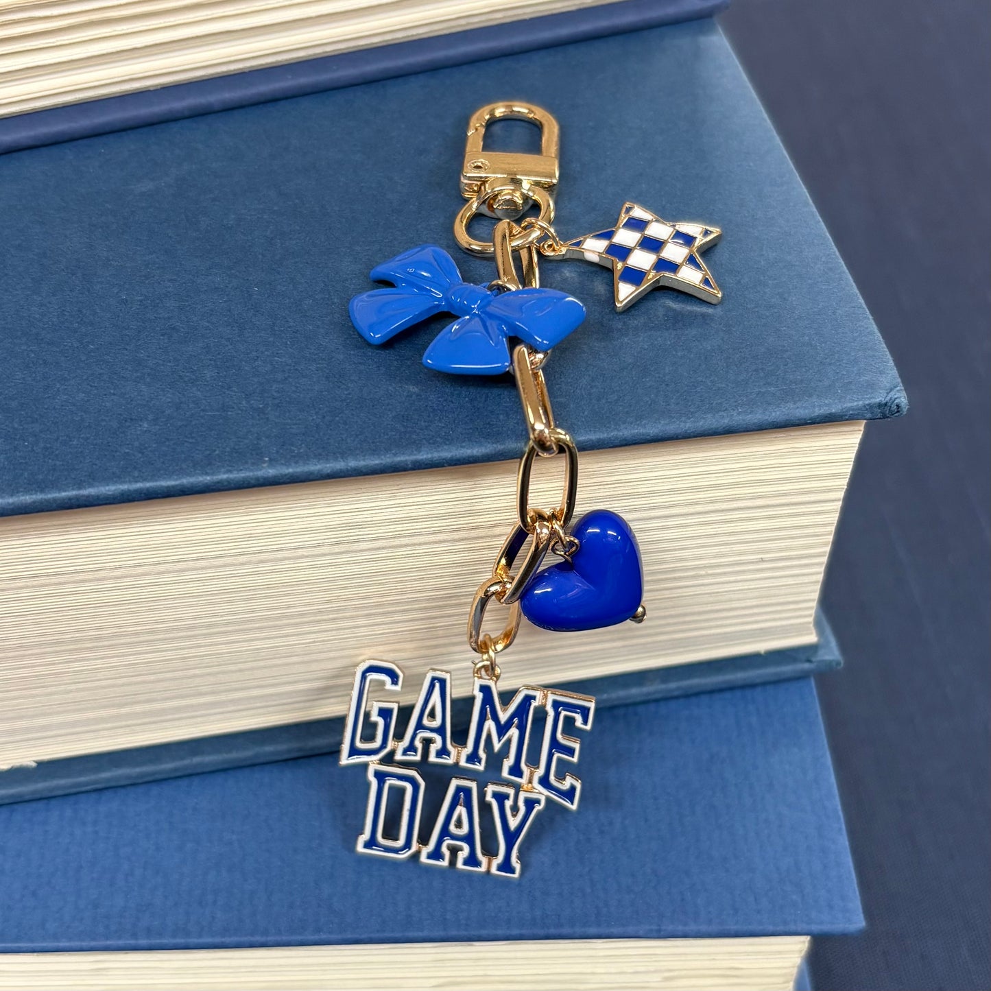 Game Day Blue And White Multi Charm Bag Charm - Sophia Collection