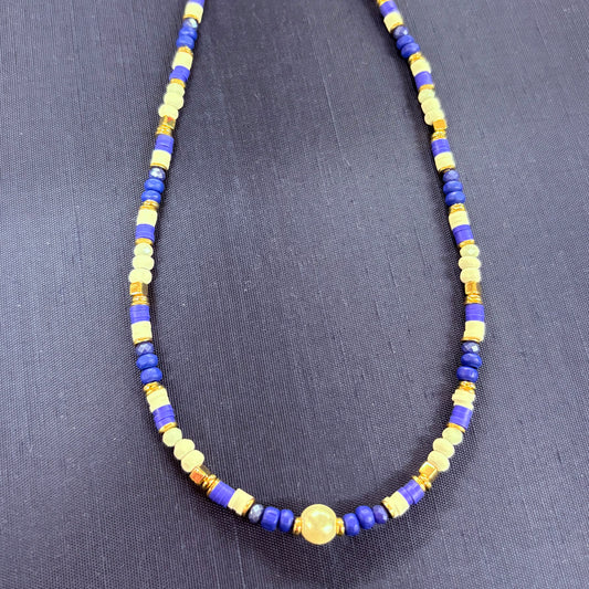 Boho Blue and White Beaded Necklace - Sophia Collection