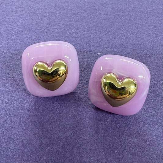 Lavender Acrylic Heart Earrings - JOSSLYN