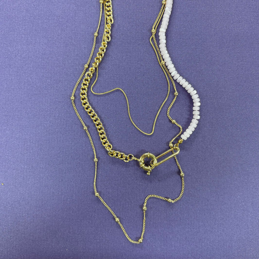 Lavender Bead Toggle Multi Layer Necklace - JOSSLYN