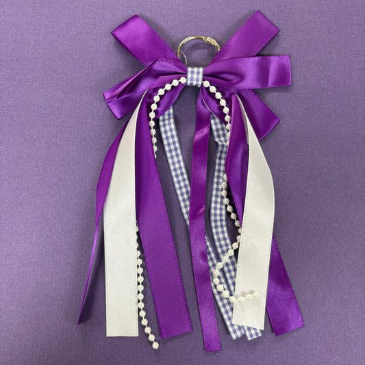 Purple Gameday Ribbon Cowboy Boot Charm - Sophia Collection
