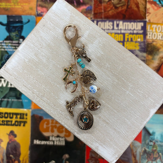 Western Gold And Turquoise Bag Charm - JOSSLYN